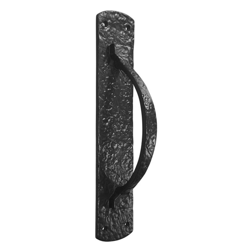 "Lachish" Black Antique Iron Door Pull With Back Plate