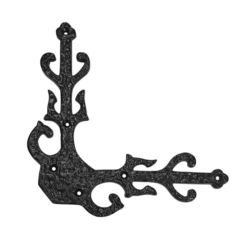 "Jesse" Black Antique Iron Dummy Corner Door Strap/L-Bracket