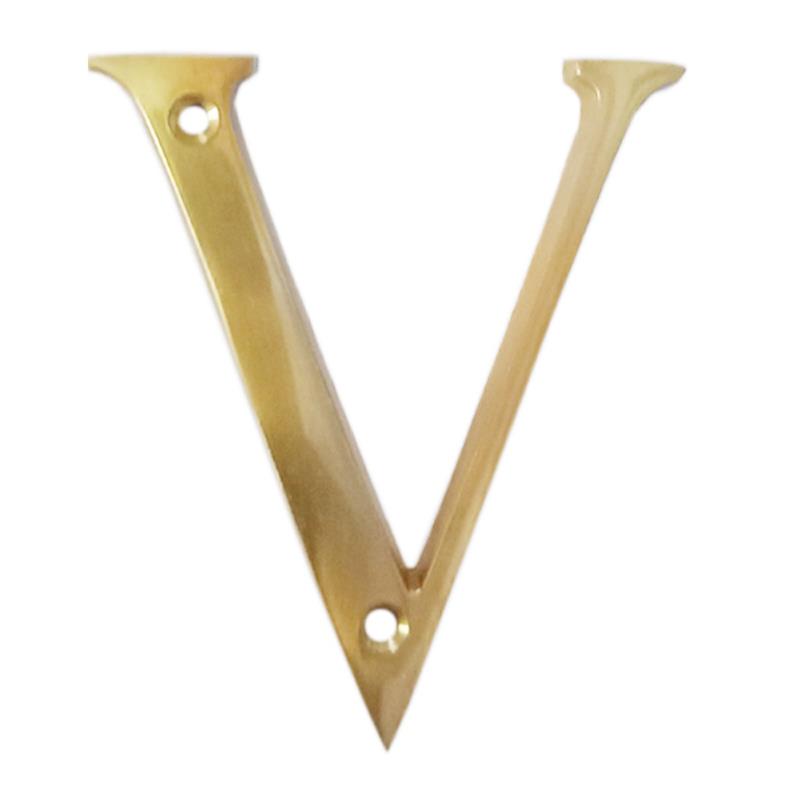3" Thin Brass Letter-V