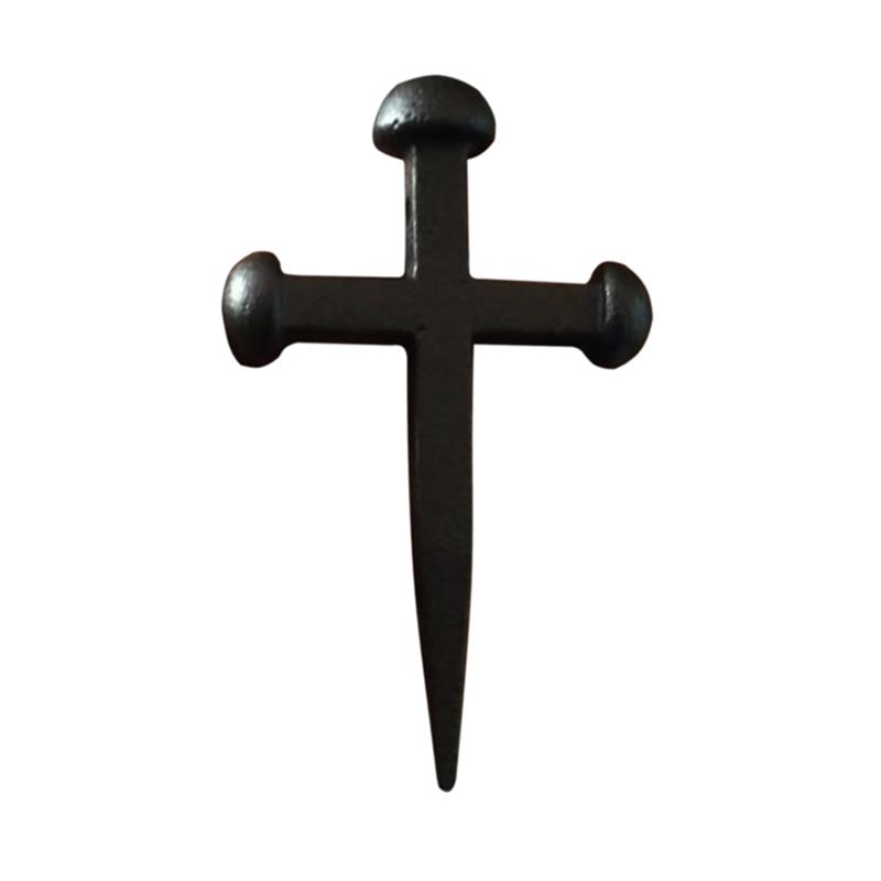 "Cross" Black Antique Iron Door Stud