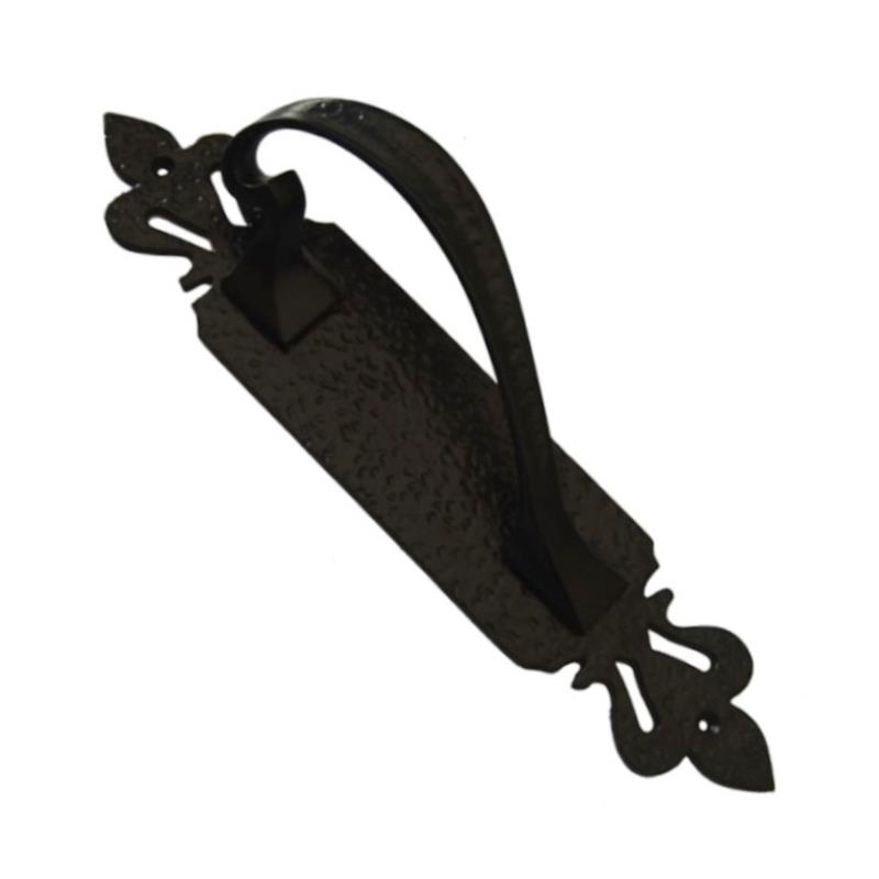 "Jathniel" Black Antique Iron Door Pull with Plate (Right Hand)