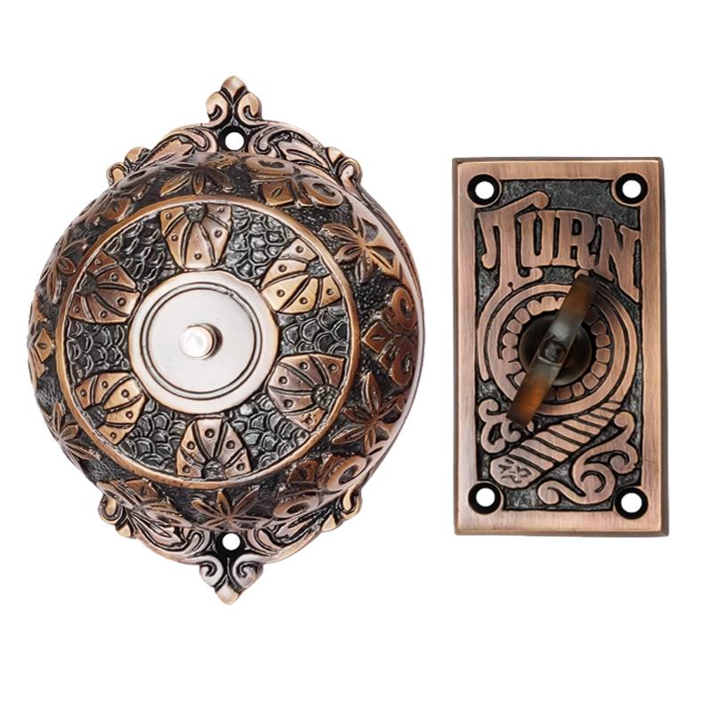 "Elijah" Brass Decorative Manual Old Fashioned Door Bell