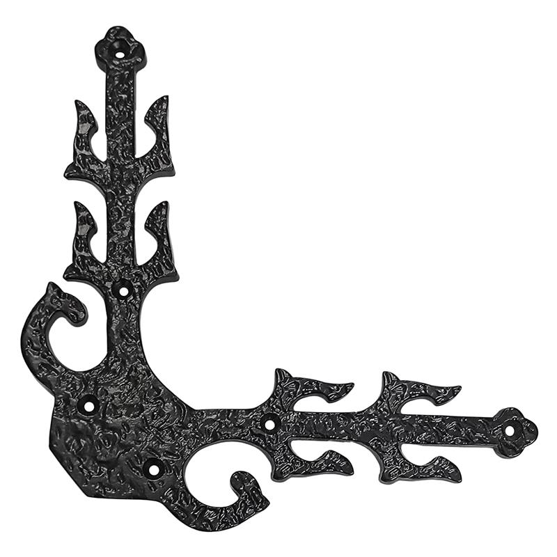 "Jahaziah" Black Antique Iron Dummy Corner Door StrapL-Bracket