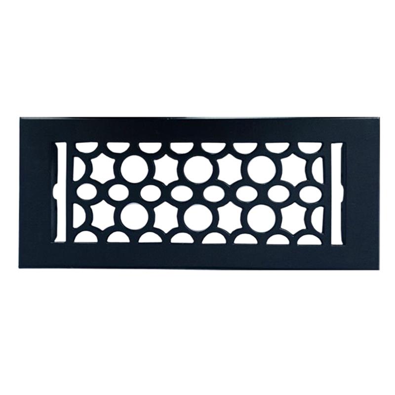 "Abimael" Black Antique Iron Wall and Floor Register with Cast Iron Louver