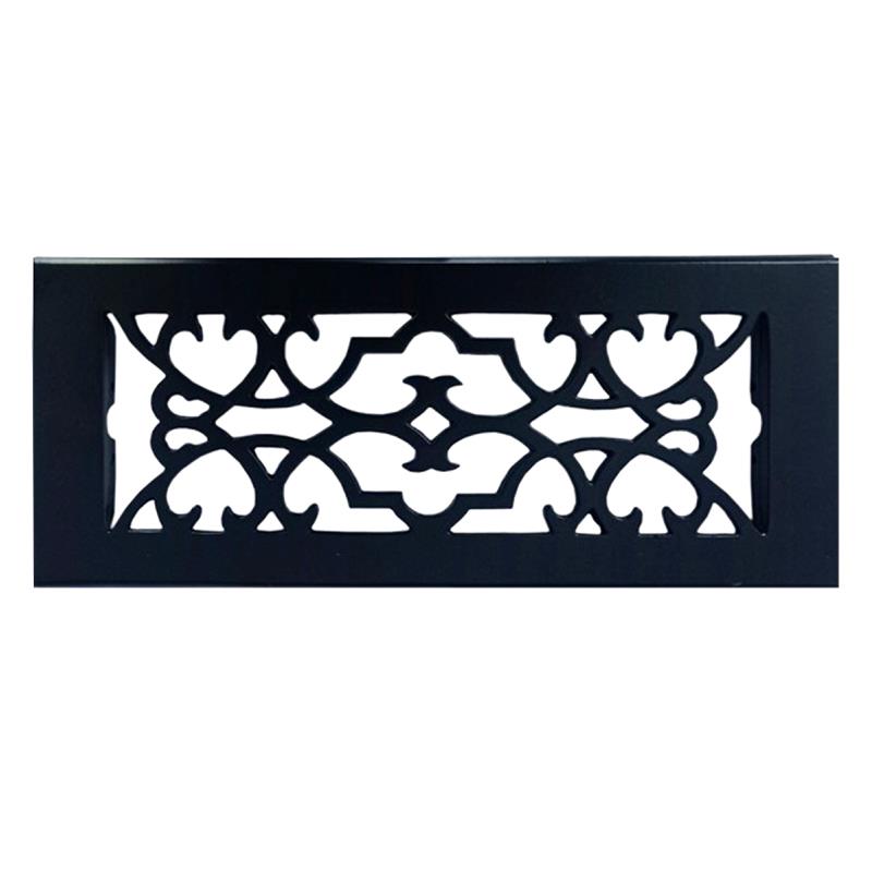 "Bethphage" Black Antique Iron Wall and Floor Register with Cast Iron Louver