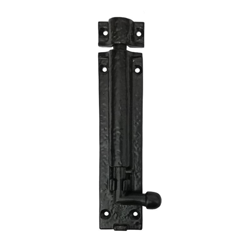 6 inch "Elishua" Black Antique Iron Door Bolt