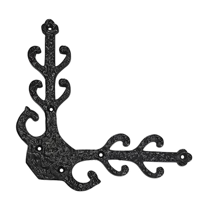 "Jaazaniah" Black Antique Iron Dummy Corner Door Strap/L-Bracket