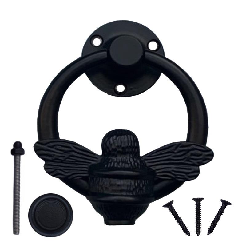 "Bee Ring" Black Antique Iron Door Knocker
