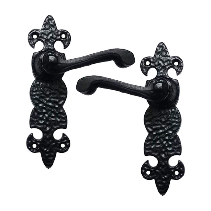 "Cyrus" Black Iron Door Handle With Plate