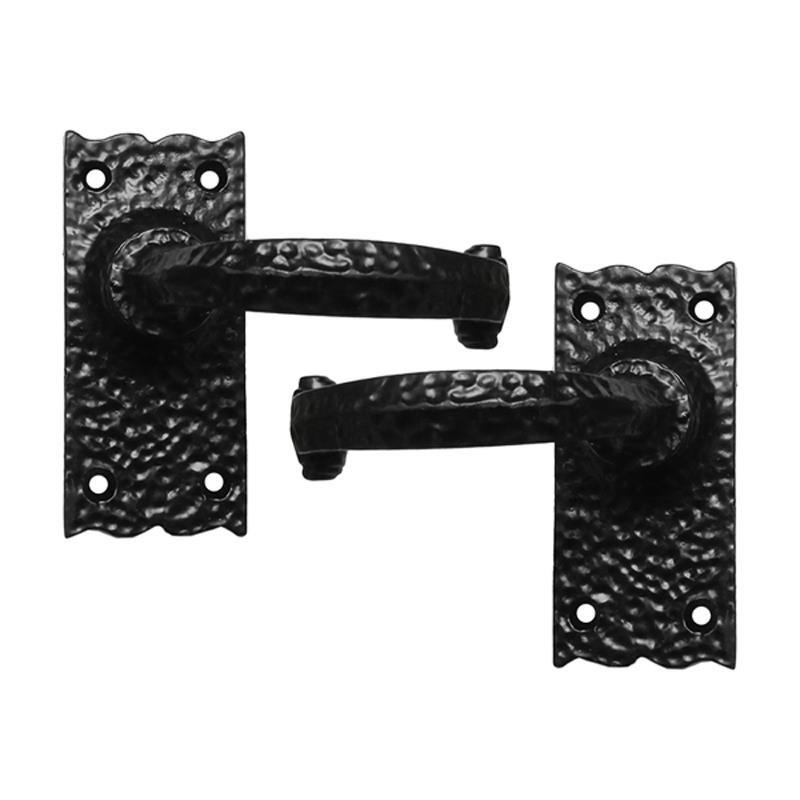 "Amos" Black Iron Door Handle With Plate