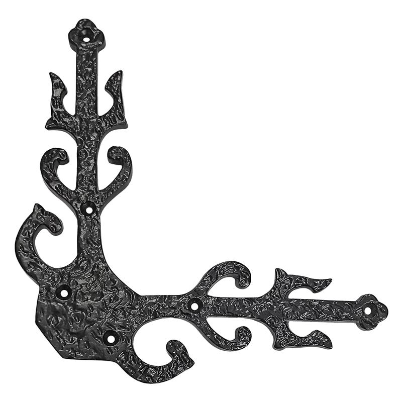 "Jehezekel" Black Antique Iron Dummy Corner Door Strap/L-Bracket