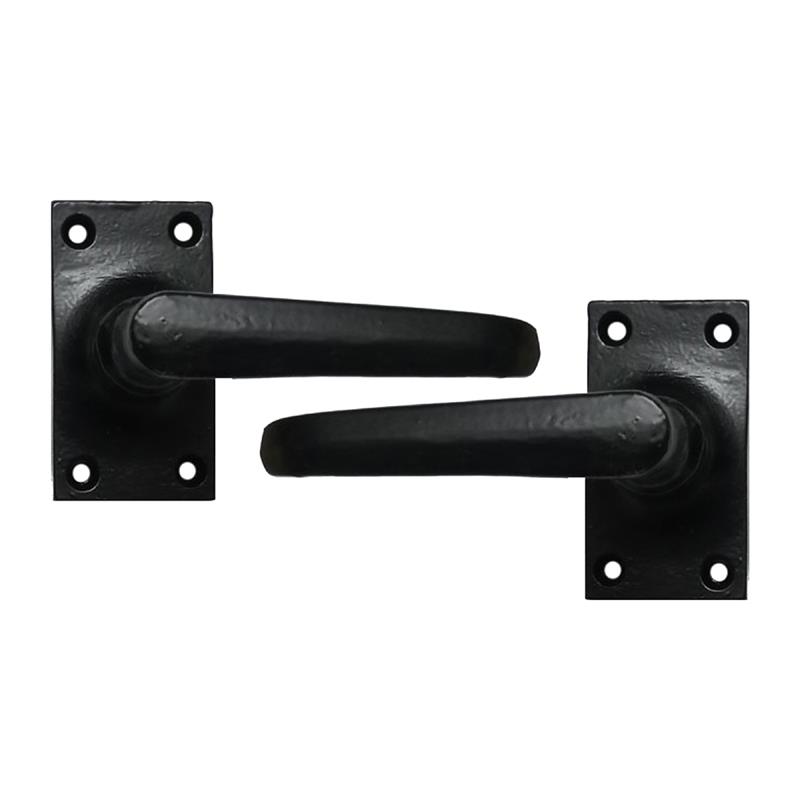 "Nicodemus" Black Iron Door Handle With Plate