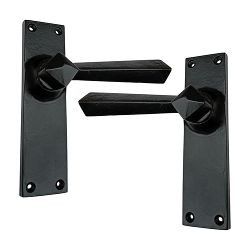 "Rachab" Black Iron Door Handle With Plate