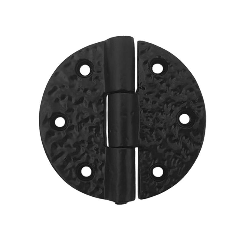 "Aman" Black Antique Cast Iron Heavy Duty Vintage Round Cabinet Hinge