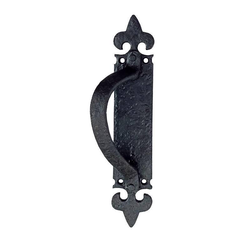 "Benzoheth" Black Antique Iron Door Pull With Back Plate (Right Hand)